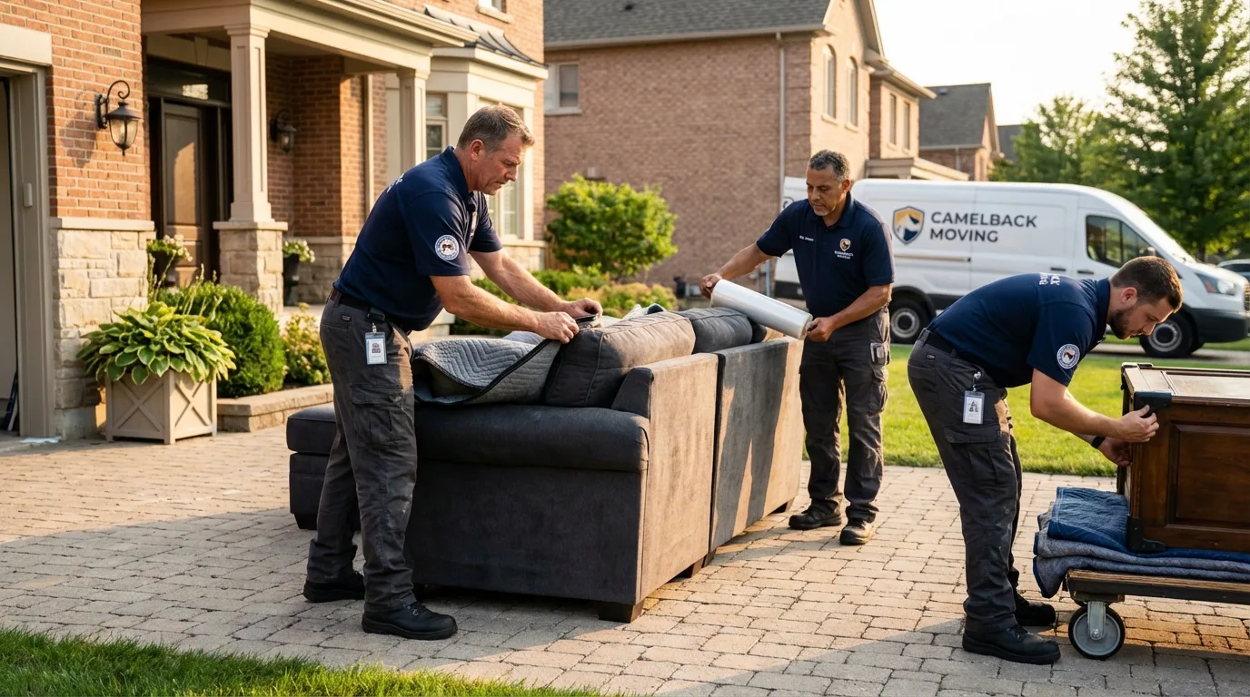 Large estate moving crew wrapping furniture in Kealakekua, HI